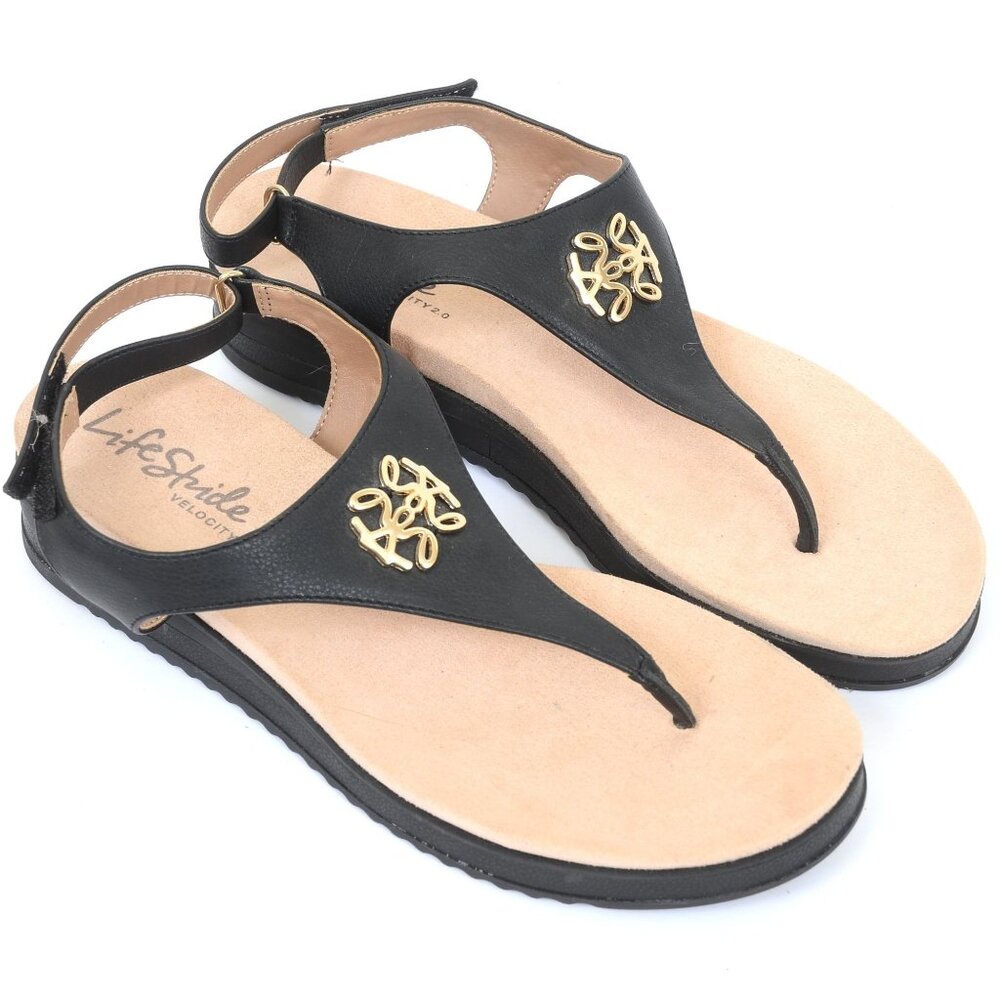 LifeStride Zeeta Women's 11 Thong Sandal Hook-and-Loop Heel Strap Comfort Vacay